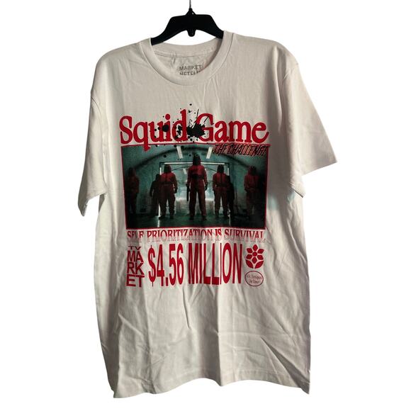 NWOT Pac Sun Market Netflix SQUID GAME White Graphic T Shirt Size Large - Picture 1 of 4